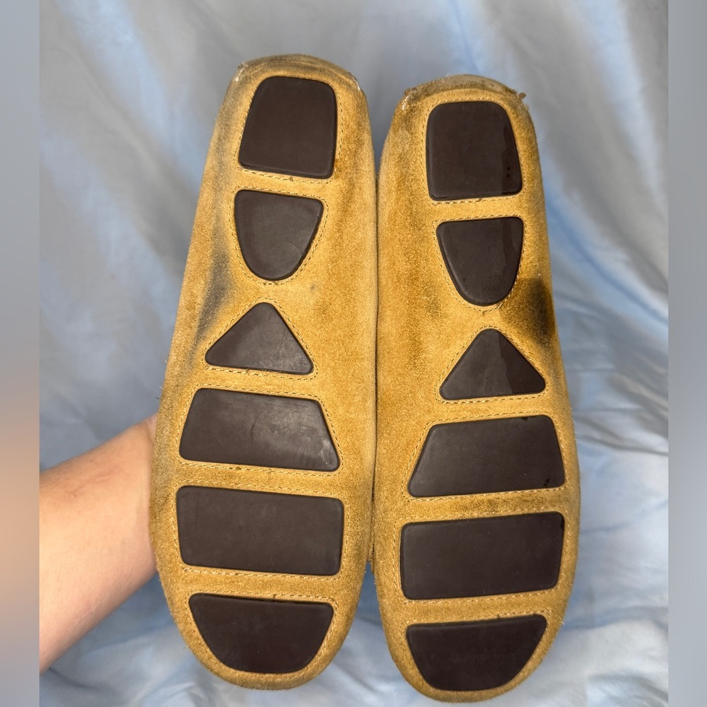 Michael Kors Suede Loafers Moccasins Tan Camel Leather Flats Size 8M - Picture 5 of 7